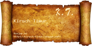 Kirsch Timur névjegykártya